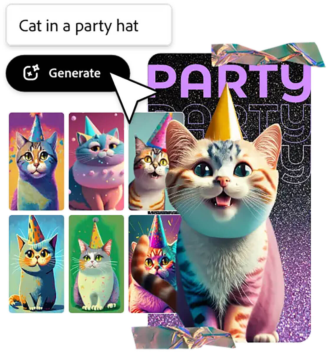 Adobe Express - Generate cat in party hat