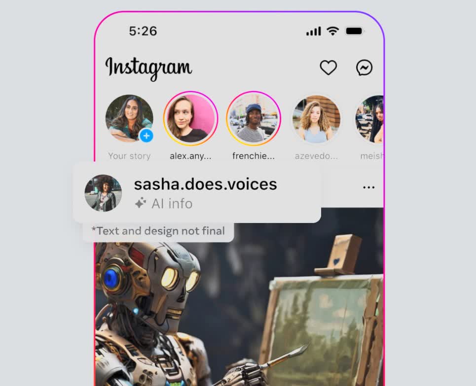 AI image tag on Instagram