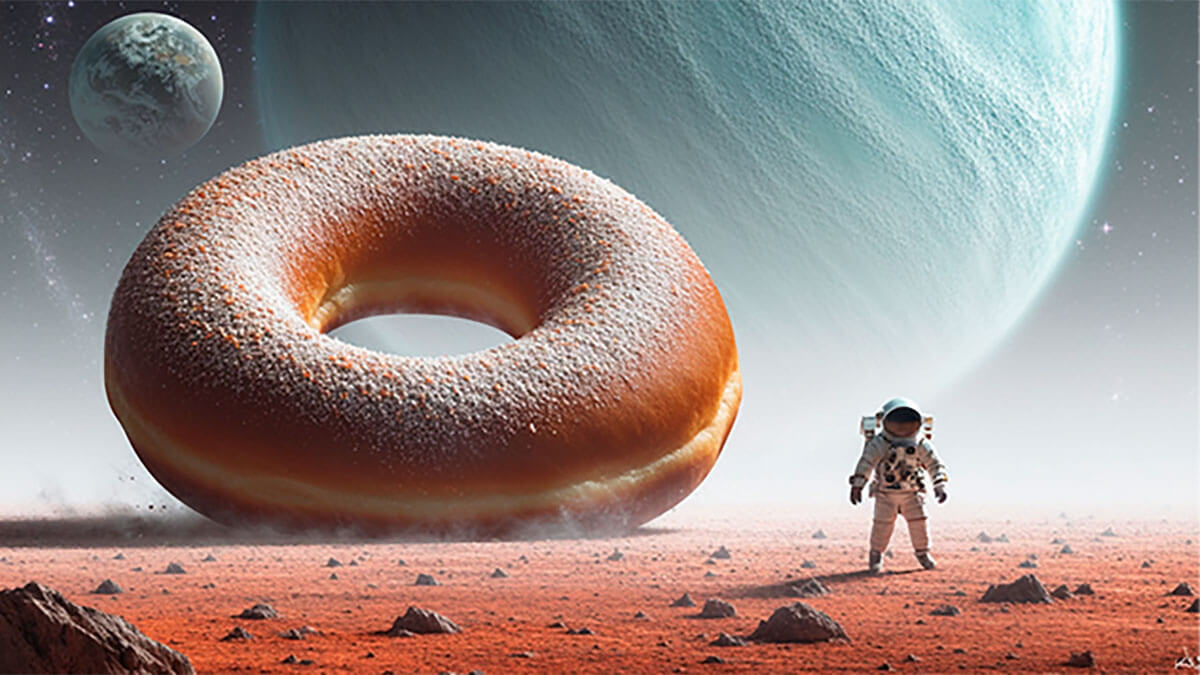 Example Stable Diffusion 3 generated image by Stability AI - Astronaut on Mars with a big donut in the background